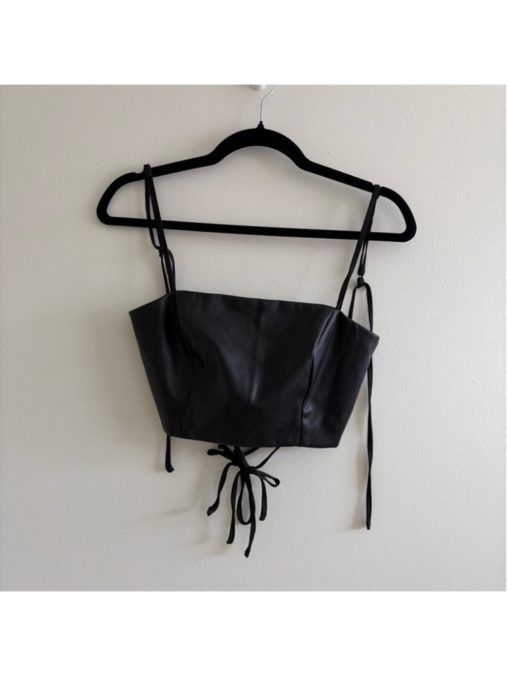 Women's Garage Black Faux Leather Crop Top XS